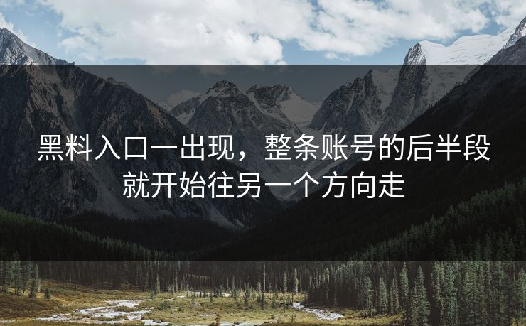 黑料入口一出现，整条账号的后半段就开始往另一个方向走
