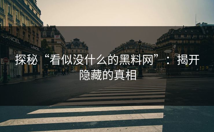 探秘“看似没什么的黑料网”：揭开隐藏的真相  第1张