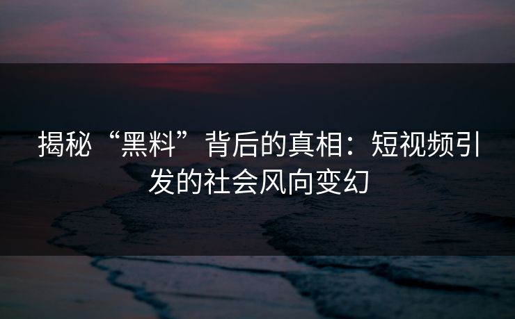 揭秘“黑料”背后的真相：短视频引发的社会风向变幻