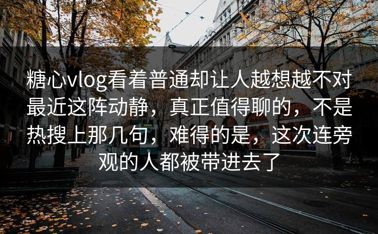 糖心vlog看着普通却让人越想越不对最近这阵动静，真正值得聊的，不是热搜上那几句，难得的是，这次连旁观的人都被带进去了  第1张