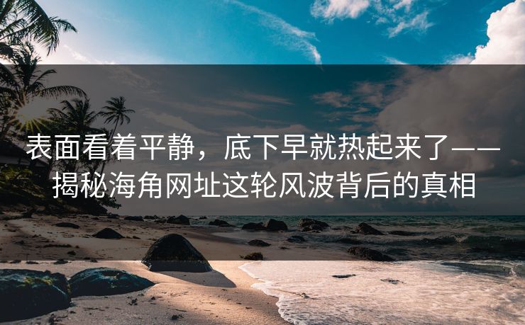 表面看着平静,底下早就热起来了——揭秘海角网址这轮风波背后的真相 第1张 表面看着平静,底下早就热起来了——揭秘海角网址这轮风波背后的真相 第1张