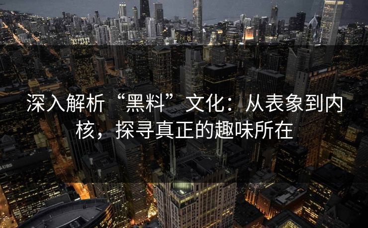 深入解析“黑料”文化：从表象到内核，探寻真正的趣味所在  第1张